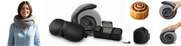 Pillow travel set, 3D eye Mask, travel pill case